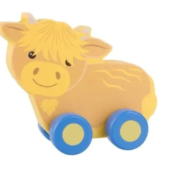 Highland Cow Mini Wooden Push Toy