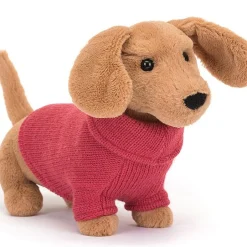 Jellycat Sweater Sausage Dog Pink